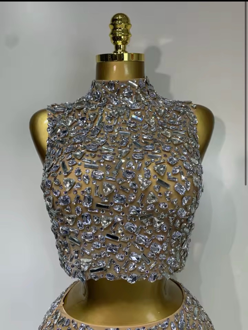 AKIRA Silver Sequin Two-Piece Mini Dress crystal rhinestone embellished set - Picture 6 of 8